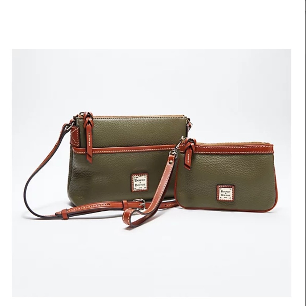 Dooney and Bourke pebble leather ginger crossbody and wristlet
